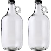 FastRack - 0.5 Gallon Glass Jugs | 2 Pack with Polyseal Caps | Clear Half Gallon Glass Jug Ideal for Beverage Storage, Versatile 1/2 G Jug with Airtight Cap for Fermenting & Storing Liquids