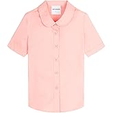 Mud Kingdom Girls Short Sleeve Shirt Peter Pan Collar School Uniform Poplin Blouse