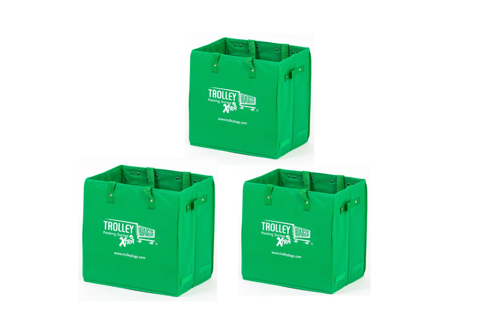 Trolley Bags Xtra Bag Grocery Shopping Box Multi-Use Bags with Handles Collapsible (3 Pack)