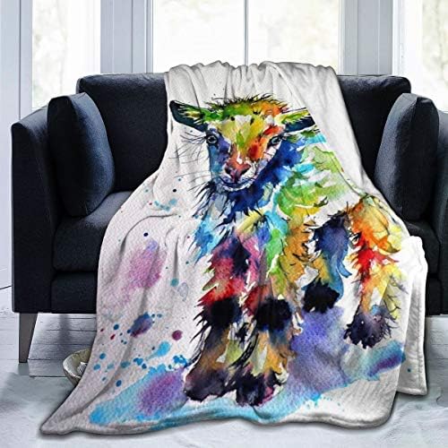 Carwayii Throw Blanket,Cute Baby Goat Colorful Flannel Lap Blanket Gifts for Kids,Cozy Noon
