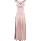 MUXXN Women's Vintage 50s Peter Pan V Neck Wedding Prom Party Floor Length Dress