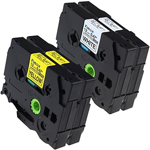 Fimax 2 set Compatible Brother TZe-231 TZe-631 TZe231 TZe631 P-touch Label Tape 12mm 1/2 Inches (0.47") Black on White/Yellow Standard Laminated Tape TZ-231 TZ-631