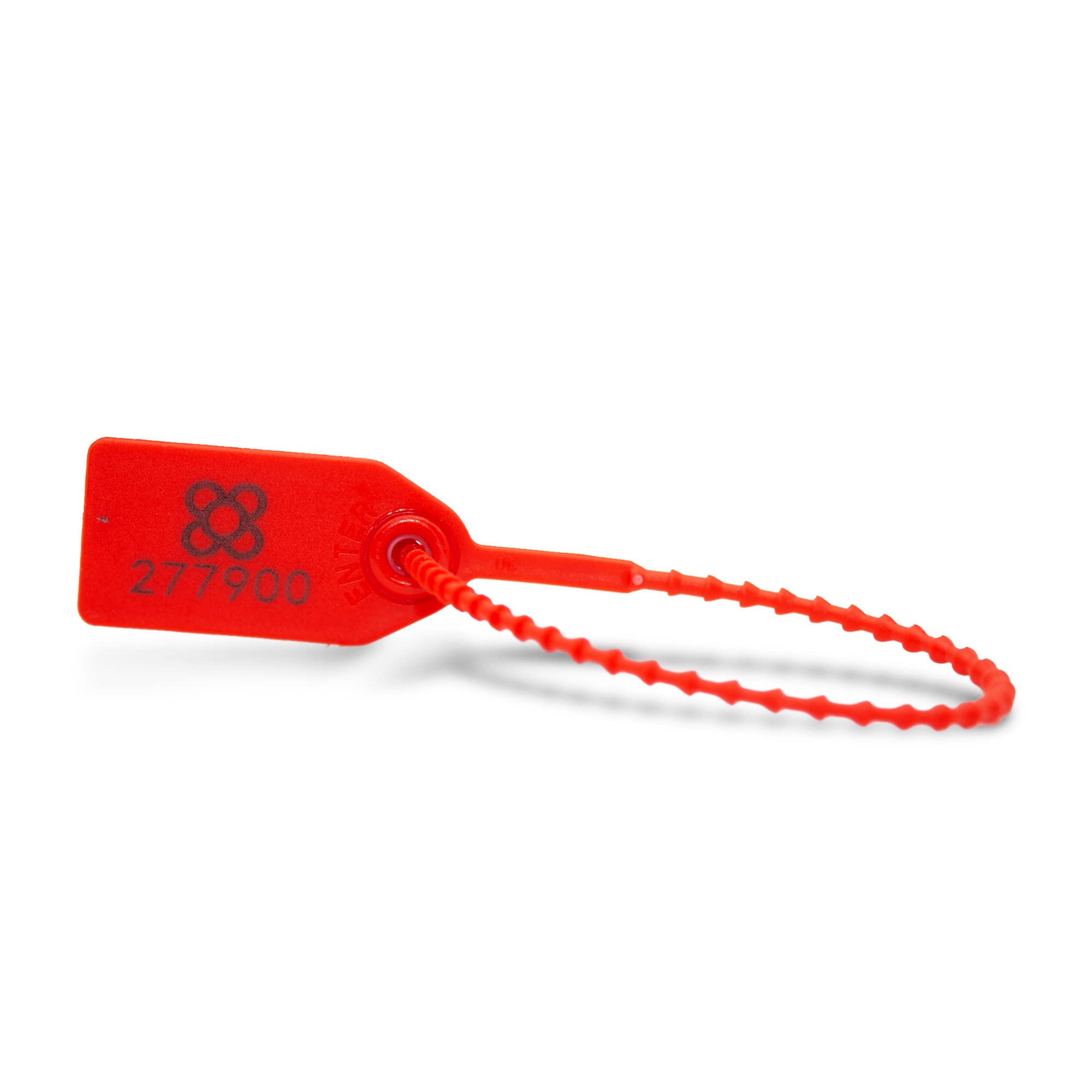 DOJA Barcelona | Red Plastic Security Tags | Pack 200 | 24 cm Length | Numbered Seals, fire Extinguisher Tags, Luggage tag, Door Seal, Plastic Container, Door Security Among Other uses.