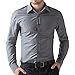 PJ PAUL JONES Grey Mens Casual Dress Shirts for Lover (S, Grey 52-2)