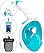 HELLOYEE Full Face Snorkel Mask for Adults Kids Panoramic View Snorkeling Mask Free Breathing Anti-Fog Anti-Leak Design with Detachable Camera Mount (Foldable Green, XS)