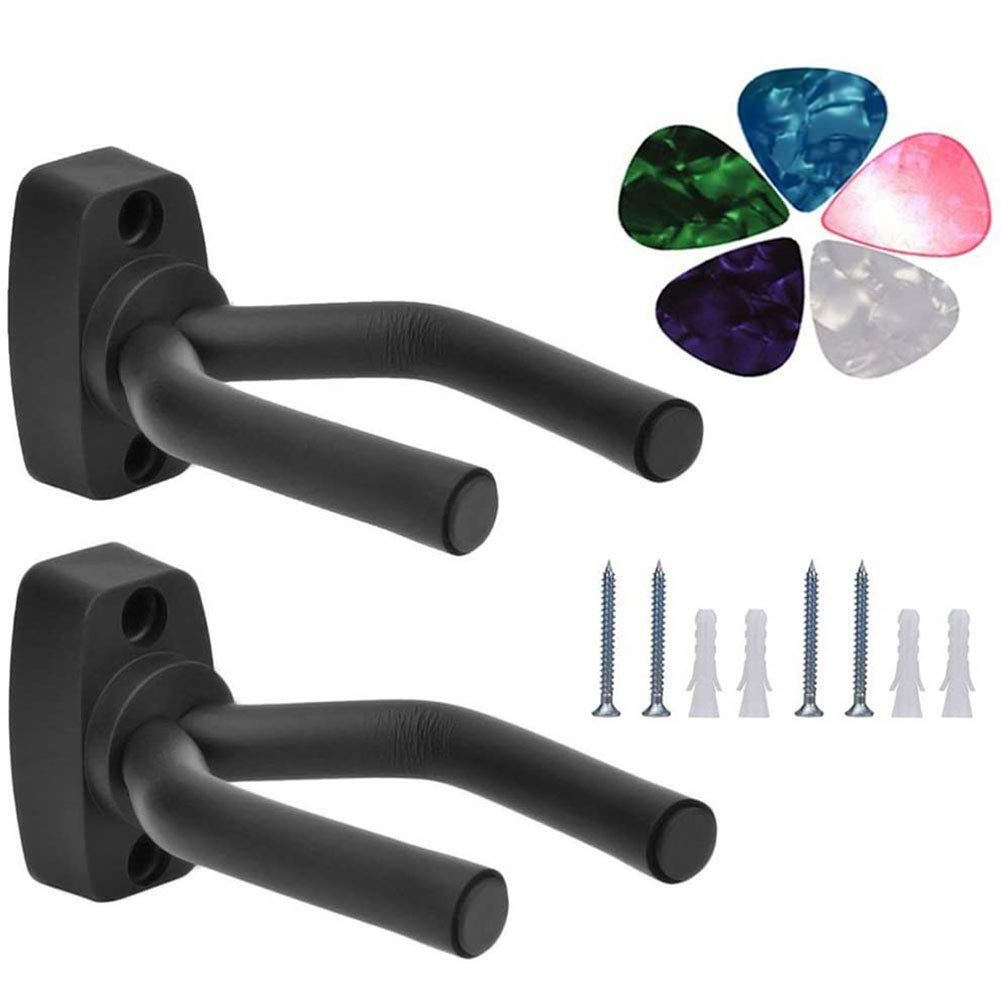 Photo 1 of Guitar Mount Wall Hanger Stand Ukulele Wall Hook Keep Holder Mount Display 2 Pack with Guitar Picks Violin Wall Stand Mandolin Rack Bracket Bass Accessories Easy to Install(5 Pack Guitar Picks)