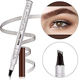 Tatbrow Microblade Pen - KASI Waterproof Long Lasting Microblading Eyebrow Tattoo Pen, Smudgeproof Liquid Eyebrow Pencil with a Micro-Fork Tip Applicator for Natural Hair-Like Defined Brows - Brown