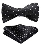 SetSense Men's Polka Dot Jacquard Woven Self Bow Tie Set One Size Black / Silver