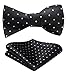 SetSense Men's Polka Dot Jacquard Woven Self Bow Tie Set One Size Black/Silver