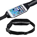 Zhuo Ao electronics Running Waist Belt Pack, Sports Waistband with Zipper-iPhone 7, Samsung Water Resistant Case with Transparent Touch Screen Access, Key Ring and Side Pocket-Smartphone Pouch