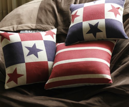 Diaidi American Country Style Five Stars Throw Pillow Retro