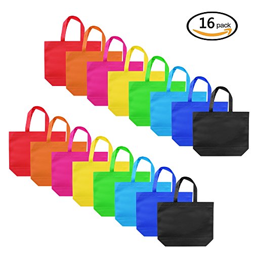 Dreamtop 16 Pack 8 Colors Party Gift Tote Bags with Handles for Christmas Birthday Party Favor Gifts