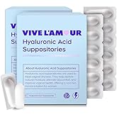 Vive L'Amour 15mg Hyaluronic Acid Vaginal Suppositories (2-Pack, 24 Count), Vaginal Moisturizer, Continuous Hydration, Relieves Vaginal Dryness, Restores Natural Softness & Elasticity, Vaginal Health