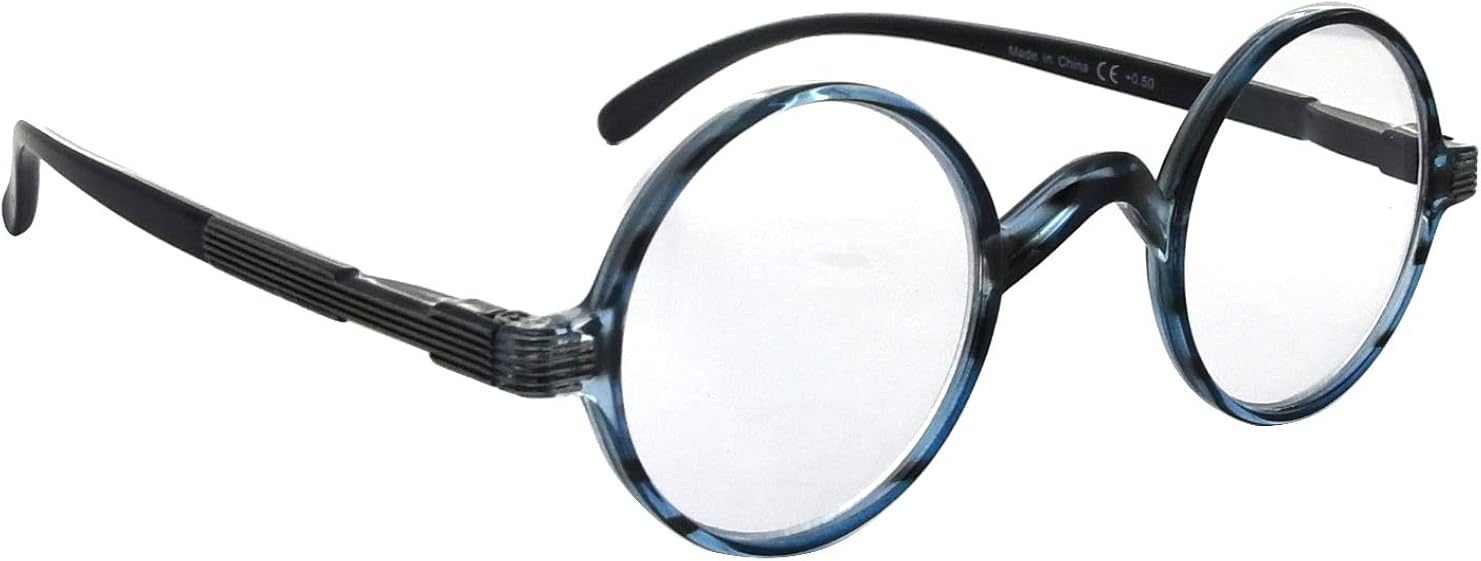 Vintage Round Reading Glasses Professor Readers (Blue Stripe） Amazon