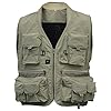 Isafish-Fly-Fishing-Vest-Mens-Multifunction-Pockets-Waistcoat-Jacket-Mesh-Breathable-Quick-Dry-Travels-Sports-Outdoor-Vest-L-Khaki