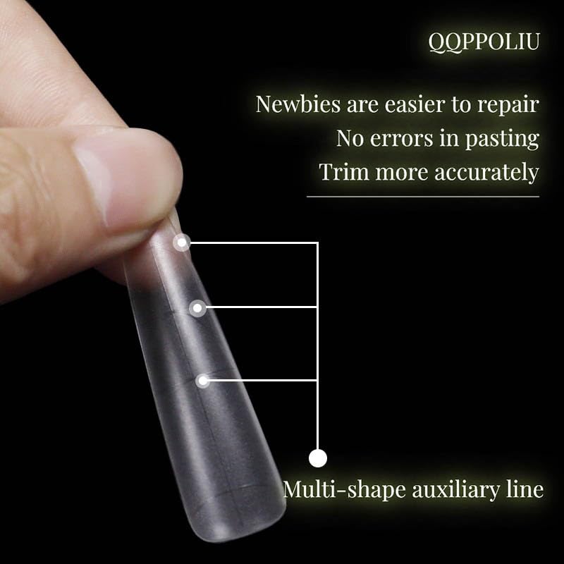 QQPPOLIU Fake Nails,320 Pcs Xxl Long False Nails 2024 with Auxiliary Line Clear Base Acrylic Long Almond Shape Artificial Nails High Heels Shape Trimmable Ultra-Thin Soft Full Cover Nails Kits - Image 4
