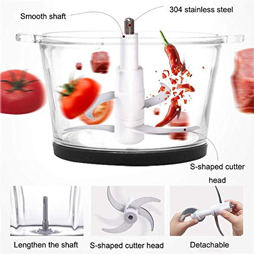 CEHNXIU-Electric-Food-Chopper-300W-Mini-Food-Processor-5-Cup-Glass-Bowl-Grinder-for-Meat-Vegetables-Fruit-and-Nuts-with-HighLow-Speed-ChoiceStainless-Steel-Motor-Unit-and-Sharp-Blades
