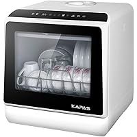 Portable Countertop Dishwasher, 5 Washing Programs, Built-in 5-Liter Water Tank, 3D Cyclone Spray, Fruit & Vegetable…