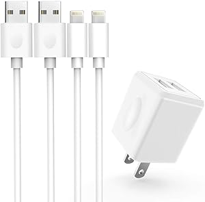 AEAOA iPhone Charger, 2Pack 6ft Fast Charging Data Sync Transfer Lightning Cable with Dual USB Wall Charger Adapter Plug Compatible with iPhone Xs Max/XS/XR/X/8/7/6S/6/Plus/SE/iPad (White)