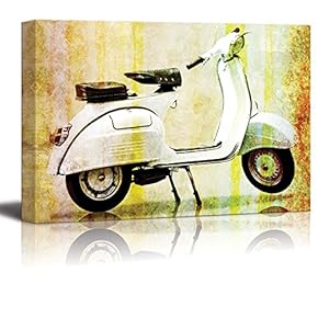 Vintage Styled Canvas of White Mo-Ped - Canvas Art Home Art - 12x18 inches