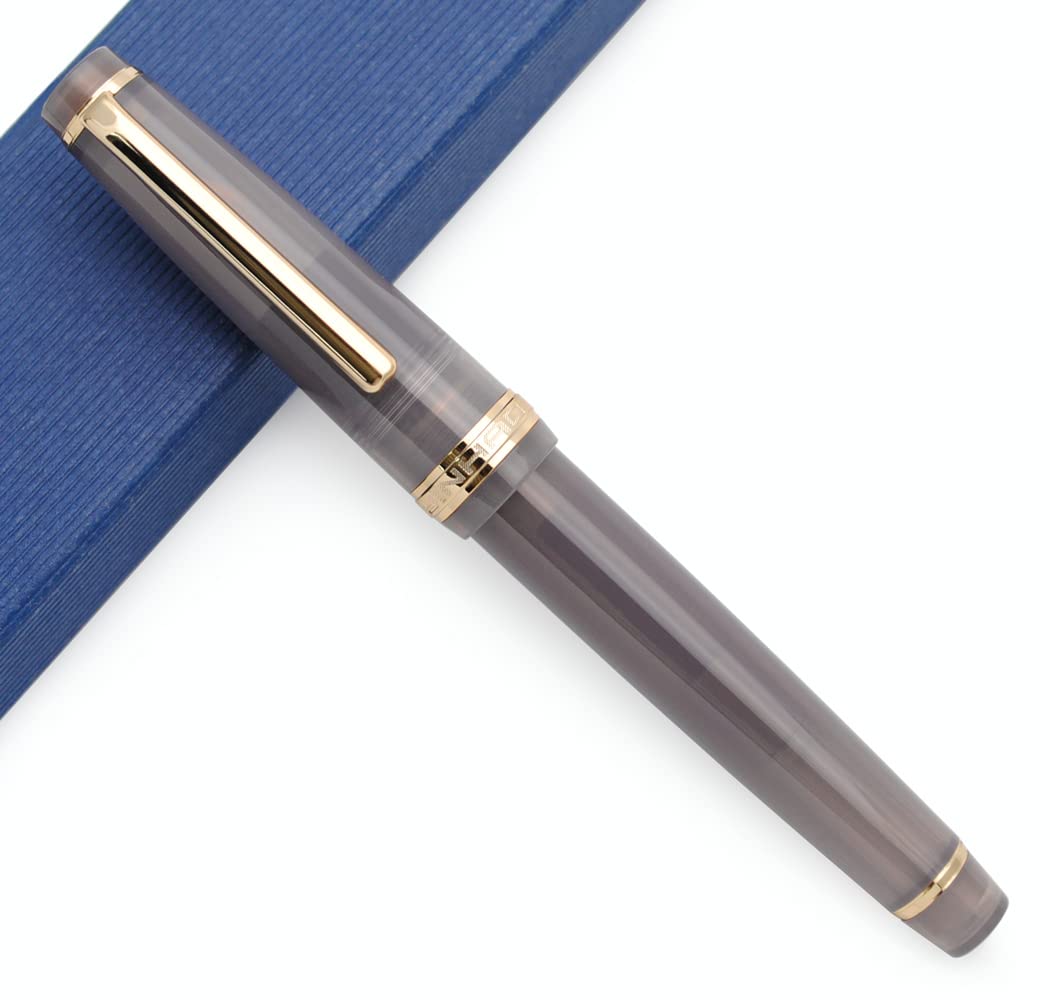 JINHAO 82 Celluloid Fountain Pen Acrylic Ink Pen with Ink Converter (Fine Nib, Gold Clip-Volcano Gray)
