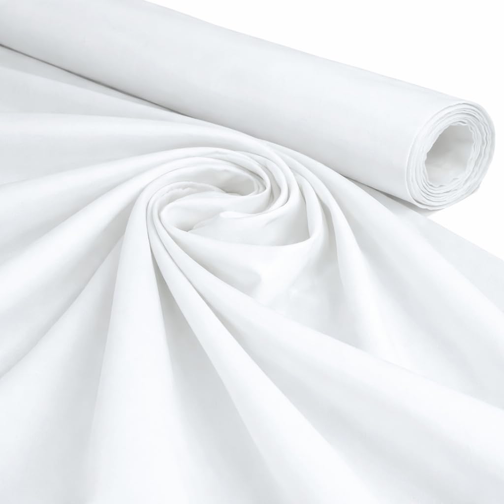 Midland Textiles White 1 Meter Pack 100% Cotton Fabric by The Metre 58 Inches Wide Plain - Ideal for Quilting, Sewing, Dressmaking, Curtain Linings, Totes, Bedding, Pillowcases