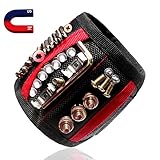 Azerogo Magnetic Wristband with 15 Strong Magnets for Holding Screws, Nails, Drill Bits - Best Unique Tool Gift for DIY Handyman, Father/Dad, Husband, Boyfriend, Men, Women (Black)