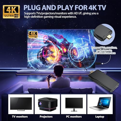Retro Game Console, Wireless Retro Gaming Console with Built-in 9 Emulators, 25200+Games, 4K HDMI Output, Dual 2.4GHz Wireless Controller, Plug and Play Video Game Console (Black)