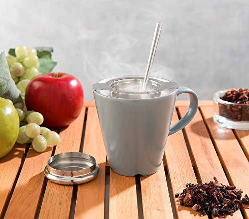 Rosenstein & Söhne Teefilter: Edelstahl-Teesieb micro-geätzt mit Deckel, für Tassen & Kannen (Teefilter Edelstahl, Gewürzsieb, Kaffeebereiter) – Bild 8