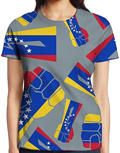 Sus Tshirt Patriotic Venezuela Resist Fist Flag Girl's Printed Short Sleeve Shirts T-Shirts