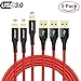 USB type C cable,Skeeper 3pack USB C 3.0 cable 2x3ft 1x6ft Nylon Braided quick charger with Gold-Plated connectors for Apple MacBook,Samsung Galaxy S8 Plus,Google Pixel,LG G6,Nintendo Switch More[RED]