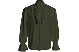 IWQBQ Men's Pirate Shirt Victorian Vampire Renaissance Costume Medieval Top Halloween Costume