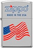 Zippo USA Flag Zippo Logo WindProof Lighter Satin