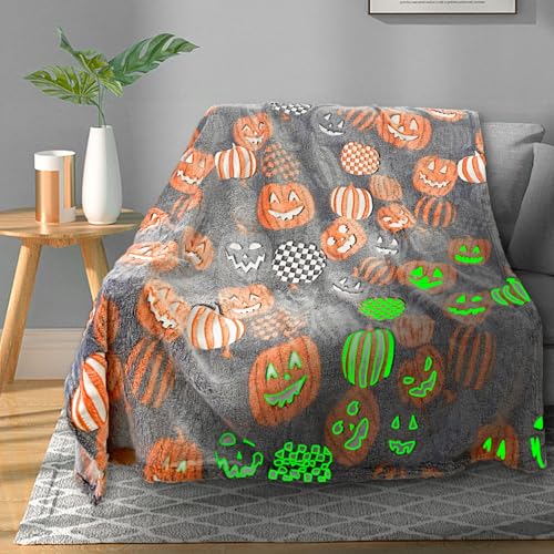 TEHALK Cute Halloween Pumpkin Blanket - Spooky Fall Throw for Kids, Teens, Women, Men - 40