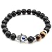 JOVIVI Jewelry 8MM Antique Silver Hamsa Hand Blue Evil Eye Lava Stone Bracelet 7''L(Two Tiger's Eye Ball)