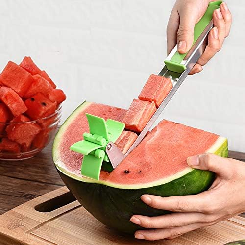 Momugs Watermelon Slicer Stainless Steel Watermelon Windmill Cutter Slicer for Melon and Cantaloupe Fruit Slicer Corer Carver Knife Tool Easy Grip Kitchen Gadgets for Making Summer Fruit Platters
