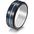 hecere Waterproof Tungsten Steel NFC Forum Type 2 215 496 Bytes Chip Universal for Mobile Phone All-Round Sensing Technology Wearable Smart Ring（Black Blue Tungsten NFC ring-17mm）
