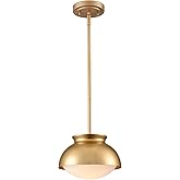 Moose Gold Pendant Light Fixture Dome Brass Pendant Lights Kitchen Island with Milky Glass for Dinning Room, Living Room, Bed