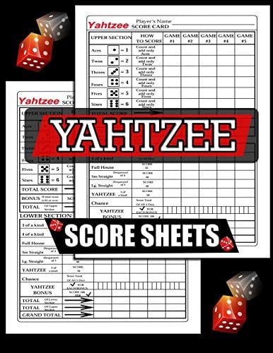 Yahtzee Score Sheets: 100 Yahtzee Score Pads, Game Record Score Keeper Book, Score Card Paperback โ 5 May 2019