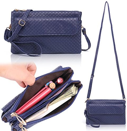Zg Small Crossbody Purse for Women, Wristlet Cell Phone Clutch Wallet Purse with Shoulder Strap - Shine Blue