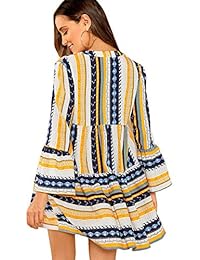 Floerns - Vestido con cuello en V para mujer