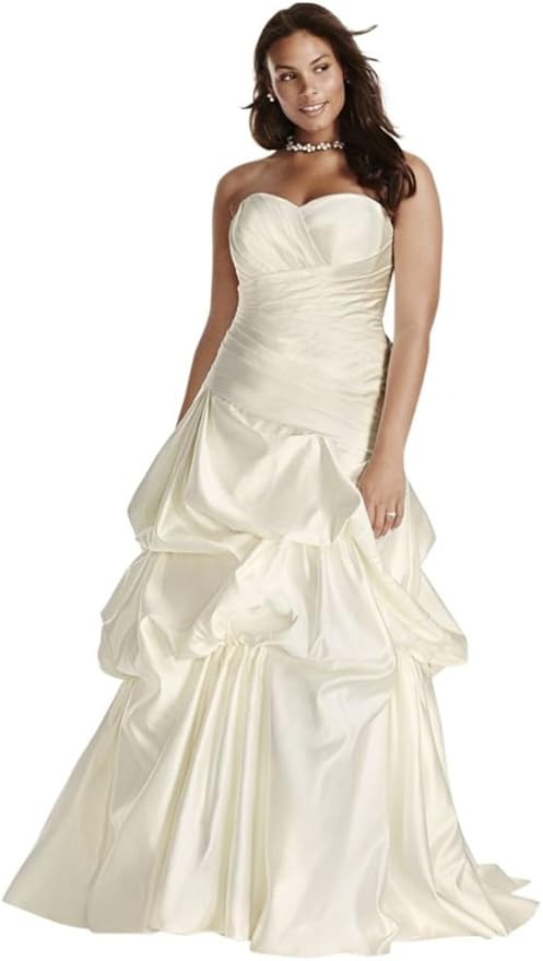 David's Bridal Ruched Drop Waist Plus Size Satin Wedding