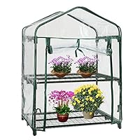 Leiyini Greenhouse 2 Tier Mini Walk-In Plant Greenhouse Garden Cover (Without Iron Frame)