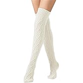 Leoparts Cable Knit Thigh High Socks for Women Over the Knee Boot Socks Extra Long Leg Warmer Winter Stockings