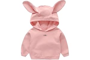 Toddler Baby Boy Girl Fall Outfit Long Rabbit Ear Hoodie Sweatshirt Pullover Long Sleeve Cute Bunny Outfit Tops