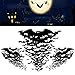 Halloween 3D Bat Party Wall Decals Stickers Decor with Banner Kit, COOLWAS Swirl Ceiling Hanging Bats 60 Pcs, Happy Halloween Fabric Flags Bunting Banners Party Supplies