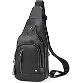 LEBULLBRO Sling Bag for Men Genuine Leather Chest Bag Crossbody Backpack Travel Hiking Outdoor Sports