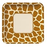 Creative Converting Animal Print Giraffe Square Large Banquet Plates, 8 Count