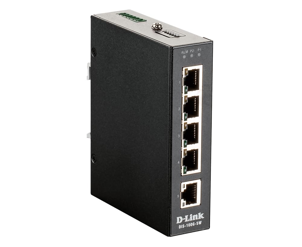 D-Link 5-Port Gigabit Industrial Unmanaged Switch | 5 10/100/1000BASE-T Ports | L2 | Fanless | Plug and Play (DIS-100G-5W)