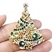 EVER FAITH Streamer Star Christmas Tree Brooch Pin Green w/Brown Austrian Crystal